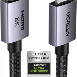 کابل HDMI 2.1 یوگرین 8K به طول 1 متر، کابل HDMI فوق العاده پرسرعت با گواهینامه 48 گیگابیت بر ثانیه، 8K@60HZ، 4K@240HZ/144HZ/120HZ، پشتیبانی از eARC/Dolby/HDR 10 /HDCP 2.2&2.3، سازگار با PS5/Xbox Series X/MacBook Pro/Blu-ray