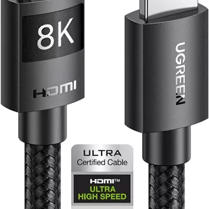 کابل HDMI یوگرین 2 متری 8K HDMI 2.1 سرعت بالا Ultra HD 48Gbps 8K@60Hz سیم بافته شده eARC Dynamic HDR Dolby Vision سازگار با MacBook Pro PS5 Switch TV Xbox Roku UHD TV Blu-ray Projector