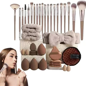ست برس آرایشی - ست برس آرایشی حرفه ای - کیت لوازم آرایشی حرفه ای برای کانتور، سایه چشم و کرم پودر