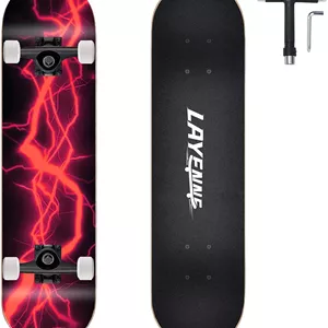 اسکیت بورد LAYENNE، اسکیت بورد حرفه ای کامل 31 x 8 اینچ، اسکیت بورد 7 لایه چوب افرا، پایه ABEC-11، مناسب برای بزرگسالان، مبتدیان، پسران، دختران، نوجوانان و کودکان