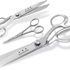 ست قیچی پارچه ای 3 تکه InstrumenteNrw، قیچی خیاطی، قیچی نساجی، قیچی خیاطی 20 سانتی متر24.5 سانتی مترقیچی گلدوزی 11.5 سانتی متر، تیغه صاف