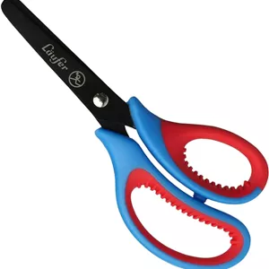 قیچی کاردستی ارگونومیک Läufer 87226 مناسب مدرسه کلاس اول، قرمز/آبی، راست دست، نوک گرد