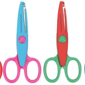 قیچی های تزئینی لبه کاغذ ایمن کودکانه پلاستیکی رنگارنگ 6 عددی، ابزار DIY