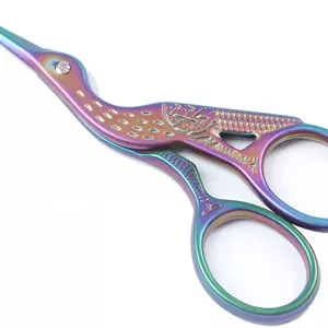 BIHRTC Stainless Steel Sharp Tip Classic Stork Scissors Crane Design Sewing Scissors DIY Tools for Embroidery, Craft, Needle Work, Art Work & Everyday Use (Colourful 1#-3.6