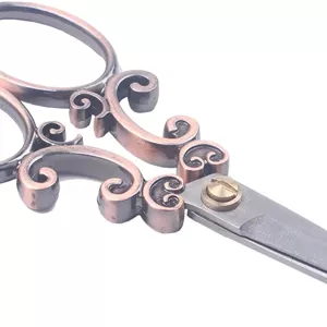 BIHRTC European Vintage Stainless Steel Sewing Scissors DIY Tools Cloud Pattern Dressmaker Shears Scissors for Embroidery, Craft, Art Work & Everyday Use (Copper)
