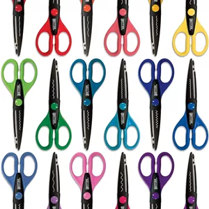 قیچی های کاردستی لبه تزئینی Better Office Products، ۱۸ عددی، ۱۸ رنگ و طرح لبه، طول ۱۵ سانتی متر، تیغه ۶ سانتی متر، مجموعه قیچی های لبه دار ۱۸ عددی