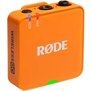 میکروفون بی‌سیم جمع و جور RØDE Wireless GO (نسل 3) – صدای شفاف، ضبط 32 بیتی شناور، کنترل سطح خودکار، برای تلفن‌ها، دوربین‌ها و کامپیوترها (نارنجی)