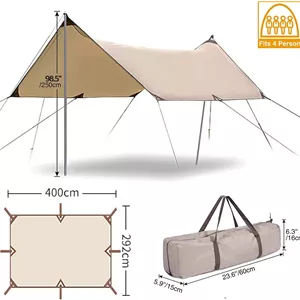 سایبان چادر مسافرتی Overpassing، سایه بان ساحلی با میله، مناسب برای 4-6 نفر، PU 3000mm، سایبان سبک وزن برای کمپینگ در فضای باز، ماهیگیری، پیک نیک در حیاط خلوت، استخر (3 * 4 متر)