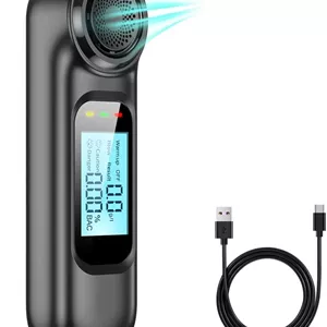 دستگاه تست الکل تنفسی قابل شارژ USB نالاکال، تستر الکل غیر تماسی قابل حمل با دقت بالا با صفحه نمایش LCD دیجیتال، ردیاب الکل تنفسی جمع و جور برای رانندگی ایمن، مشکی