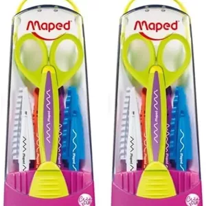 قیچی کاردستی تعویض سریع Maped با 5 تیغه، مخصوص کودکان، 12.7 سانتی متر، نوک گرد، مناسب دست راست و چپ (601005) (بسته 2 عددی)