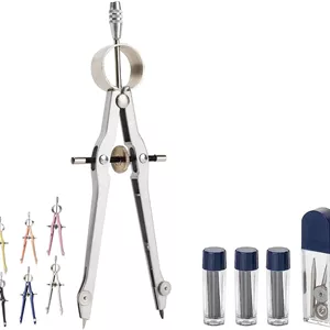 آقای پن - پرگار حرفه ای برای هندسه، به همراه نوک یدکی، پرگار فلزی، ابزار طراحی پرگار، پرگار طراحی، پرگار نقشه کشی، پرگار برای دانش آموزان، پرگار برای نجاری، پرگار هندسه