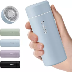 اکسلنا بطری آب عایق کوچک ارتقا یافته 250 میلی لیتر - فلاسک کوچک برای نوشیدنی های گرم و سرد، بطری آب کوچک عالی برای مسافرت، کیف پول...(آبی مایل به خاکستری)