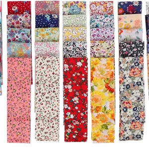 پارچه لحاف دوزی LANUOP، 36 تکه پارچه رولی ژله ای، نوار پارچه ای پنبه ای، نوارهای لحاف دوزی، پارچه نخی طرح گل، بسته پارچه صنایع دستی، تکه دوزی از پیش برش خورده دست ساز DIY، مربع برای لوازم مواد خیاطی، پارچه لحاف 