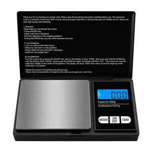 ترازوی جیبی KASTWAVE، دقت 0.01 گرم تا 500 گرم برای جواهرات، سکه، ترازو جیبی آشپزخانه غذا با قابلیت تار، نمایشگر نور پس‌زمینه، خاموش شدن خودکار، عالی برای ترازو غذای مسافرتی