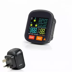 تستر مدار و پریز GFCI کاست ویو، تستر مدار GFCI حرفه ای با صفحه نمایش LCD، تستر پریز و سوکت قابل اعتماد برای ایمنی خانه، سازگار با دوشاخه برق انگلستان