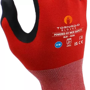 دستکش مونتاژ MCR Safety Contour Olba، سایز 10، 1 جفت، قرمز، دستکش کار، برای خودرو، هوافضا، مونتاژ، صنعت ساختمان، سازندگان، آزمایشگاه، داروسازی