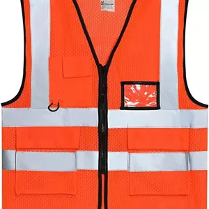 جلیقه ایمنی Remart® با جیب های کاربردی و بست زیپی، دید 360 درجه عالی، جلیقه بازتابنده پلی استر توری، مناسب برای آقایان و بانوان