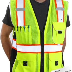 جلیقه ایمنی توری بازتابنده دید بالا Dib Safety با جیب و زیپ ساخته شده با نوار 3M