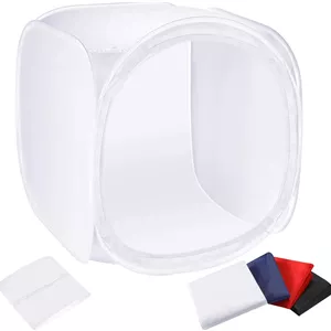 نور® Neewer چادر نور استودیویی عکاسی 60x60 سانتی متری / 24x24 اینچی جعبه نرم کننده با 4 پس زمینه رنگی (قرمز، آبی تیره، مشکی، سفید) برای عکاسی