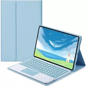 کیبورد Gruattreay سازگار با تبلت Lenovo Tab P12 12.7 اینچی 2023، کیبورد رنگی گرد و جذاب با کاور کیبورد لمسی جداشدنی برای تبلت Tab P12 12.7 اینچی (آبی)