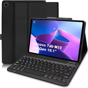 کیف کیبورد COEZFE برای تبلت لنوو تب M10 نسل 3، 10.1 اینچ (TB-328FU/TB-328XU)، کیبورد آلمانی QWERTZ، کیف محافظ برای مدل 2022، مشکی