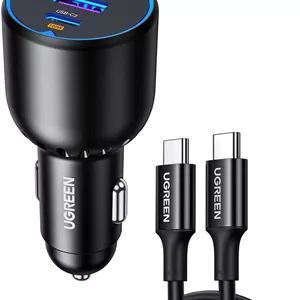 شارژر فندکی سریع 130 واتی تایپ C یوگرین برای آیفون 17، آداپتور برق خودرو USB مک بوک 3 پورت به همراه کابل USB C 100 واتی، شارژر خودرو برای سری Samsung S25، آیفون، استیم دک، مک بوک، لپ تاپ، تبلت