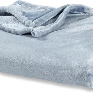 Berkshire Blanket Classic VelvetLoft® Solid Bed Blanket,King Size Bed Blanket,Lightweight Soft Fuzzy Plush Blanket for Bed and Couch,Polar Blue,90x108 Inches