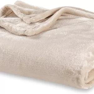 Berkshire Blanket Classic VelvetLoft® Solid Bed Blanket,King Size Bed Blanket,Lightweight Cozy Flannel Plush Blanket for Bed and Couch,Grain,90x108 Inches