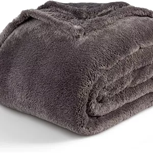 پتوی مخمل خواب دار فوق العاده نرم Berkshire Blanket Classic، پتوی سایز کوئین، پتوی نرم و کرکی مو بلند برای مبل، تخت، خاکستری سایه ای، 90x90 اینچ