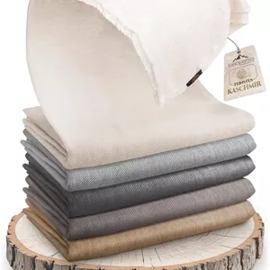 پتو ترمه Yanopurna - پتو مبل بافت دستی ساخته شده از 100% پشم ترمه - 135 x 270 سانتی متر، پتوی نرم و دنج بژ رنگ برای مبل و صندلی - ساخت نپال 