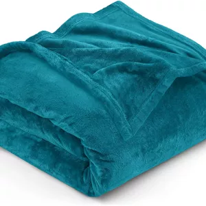 پتوی پشمی یوتوپیا بدینگ، سایز یک نفره، فیروزه ای، 300GSM، پتوی لوکس، ضد الکتریسیته ساکن، نرم و لطیف، میکروفایبر (90x66 اینچ)