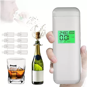 دستگاه تنفسی FC22 برای تشخیص الکل، تستر الکل حرفه ای با دقت بالا با صفحه نمایش دیجیتال HD LCD، حافظه و عملکرد هشدار برای استفاده در مهمانی های خانگی