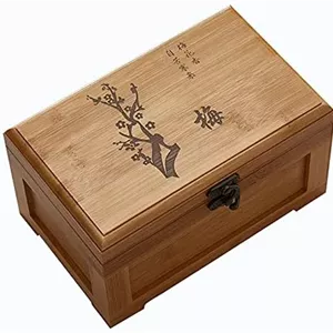 جعبه خیاطی، جعبه خیاطی چوبی چند منظوره و قدیمی با لوازم جانبی، سبد خیاطی خانگی ساده قابل حمل 20x12.5x11 سانتی متر، گل داوودی B