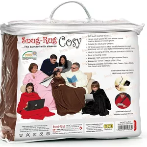 پتو آستین دار نرم و راحت CKB LTD Snug Rug، پتوهای آستین دار SnugRug اصلی، پارچه پشمی فوق العاده نرم 160 گرمی، آستین های بزرگ و جیب دار، سایز بزرگسال (قهوه ای شکلاتی)