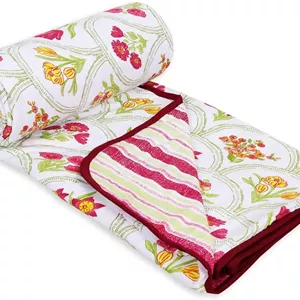 لحاف دو نفره دو رو Cloth Fusion، پتوی نرم مناسب تهویه مطبوع تابستانی (213x221 سانتی متر، طرح خطوط باغ) 