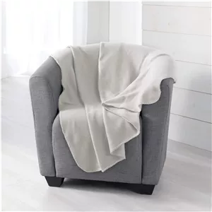 پتو دورس دِ اینتریور 125 × 150 سانتی متر، پشم گوسفند نما، طرح ساده میلو، رنگ طبیعی