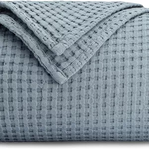 پتو وافل بافت 100% پنبه ای Comfy Cubs، نرم، سبک و تنفس پذیر - لایه پتوی گرم و ایده آل - مناسب تخت و مبل (آبی اقیانوسی، سایز Queen - 228 X 228 سانتی متر)