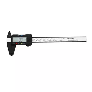 کولیس ورنیه دیجیتال 150 میلی‌متری 6 اینچی LCD، ابزار اندازه‌گیری ارتفاع فیبر کربنی الکترونیکی، خط‌کش میکرومتر، مشکی جدید