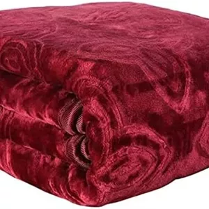 پتو مینک کره‌ای بسیار نرم و لوکس SK STORE طرح برجسته، مناسب تخت تک نفره، گرمای زمستانی (رنگ شرابی، سایز تک نفره)