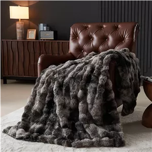 پتو پشمی خرگوشی لوکس Wajade، پتو خز مصنوعی فوق العاده نرم، پتو بزرگ گرم و نرم برای تخت، مبل، ماشین، خاکستری تیره آمبره، 127x153 سانتی متر