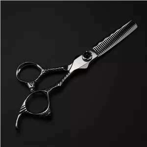 قیچی آرایشگری مو، 6 اینچ حرفه ای فولاد 440c طرح موج جواهر، قیچی کوتاهی مو، قیچی پیتاژ، قیچی آرایشگر (قیچی پیتاژ B)