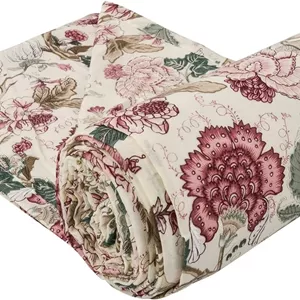 لحاف یک نفره پنبه‌ای ۱۰۰٪ Trance Home Linen | طرح چاپی دستی جیپوری | لحاف نرم، سبک و خنک مناسب فصل تابستان (۱۴۲x۲۲۳ سانتی‌متر، Malhaar Red) 