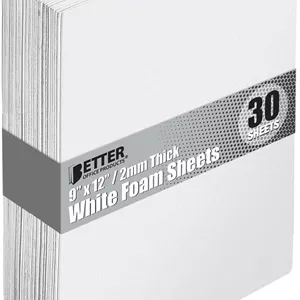 برگه های فوم EVA سفید Better Office Products، بسته 30 عددی، ضخامت 2 میلی متر، 9 x 12 اینچ، رنگ سفید، برای هنر و صنایع دستی، بسته عمده 30 برگی