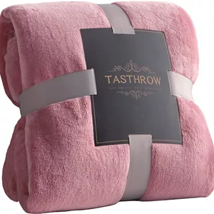 پتو پشمی فلانل بزرگ TASTHROW، سایز 50×70 اینچ - پتوی ضخیم و سبک راحت - مناسب چهار فصل برای بانوان، آقایان و کودکان (صورتی)