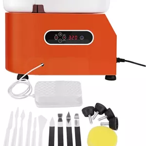 چرخ سفالگری برقی ERTUYUD با صفحه نمایش LCD، دستگاه سفالگری 25 سانتی‌متری، کیت ابزار حکاکی چرخان سفالگری DIY