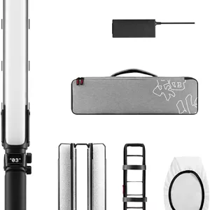 چراغ استیک دستی فیلمبرداری 60 وات Zhiyun V60 [اورجینال]، نورپردازی قابل حمل و کم نور برای استودیو عکاسی، نور پرکننده، پخش زنده، 2700K~6500K، TLCI 98  CRI 96 ، مشکی کمبو