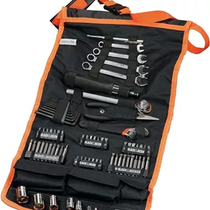 Black & Decker 77 Pieces Automotive Roll-up Kit with Socket Wrenches & Screwdriver Bitsets A7063-XJ