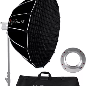 نرم باکس استودیویی Aputure Light Dome SE با قطر 35.5 اینچ، مانت بوئنز به همراه گرید و دیفیوزر فلاش، مناسب برای نورهای سری Light Storm LS 300X C120D II 300D II Amaran 100 و 200 COB