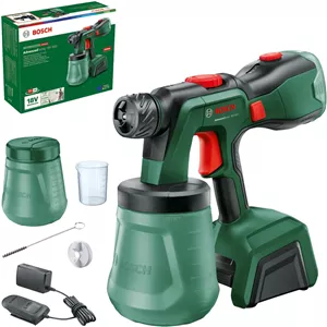 پیستوله رنگ پاش شارژی بوش مدل AdvancedSpray 18V-500 (مناسب برای رنگ های روغنی، لاک ها، رنگ های دیسپرس و لاتکس، 3 متر مربع در دقیقه؛ 2 عدد مخزن 1200 میلی لیتری؛ شارژر و باتری 4 آمپر ساعت)