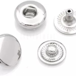 CRAFTMEMORE بسته 10 عددی دکمه فشاری فلزی برنجی با روکش رنگی، دکمه های سنگین و فنری مدل VT1#888 (8 میلی متر، نقره ای)
